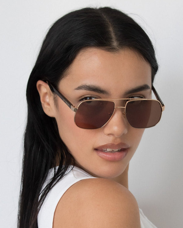 Amelia / Gold Metal & Brown Coffee Lens - Shade Files